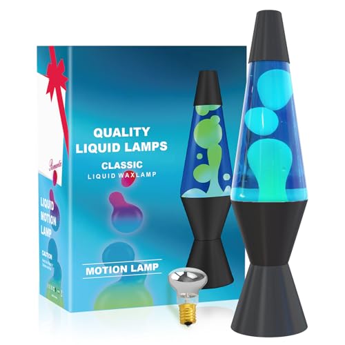 Soarling Lavalampe Kinder, 37cm Lavalampen für Erwachsene, Lavalampe mit Farbwechsel, Entspannende Stimmungslampe Geschenk (Blaue Flüssigkeit & Weißes Wachs)