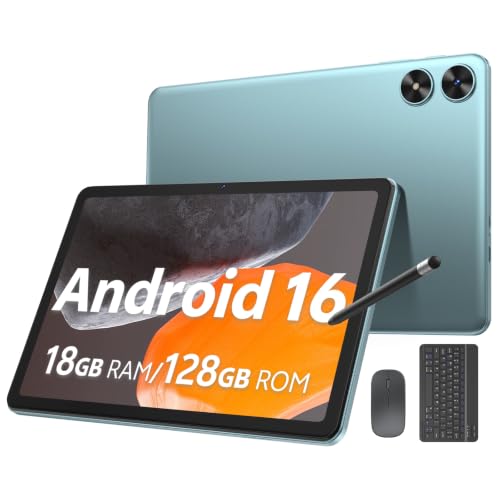 Image of Android 16 Tablet 10 inch, [7 in 1] Tablet with Keyboard & Mouse & Case & Stand & Stylus , [18GB RAM+128GB ROM] +1TB Expand, 1280*800 IPS Touchscreen, 6600mAh Battery Tablet with 1 Year Warranty