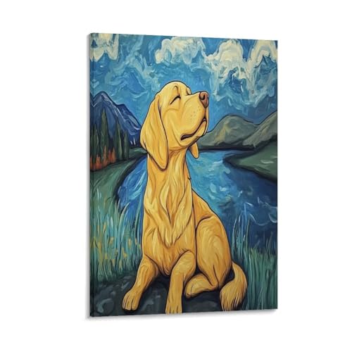 Image sur toile Golden Retriever tableau et décoration murale maison 12x18