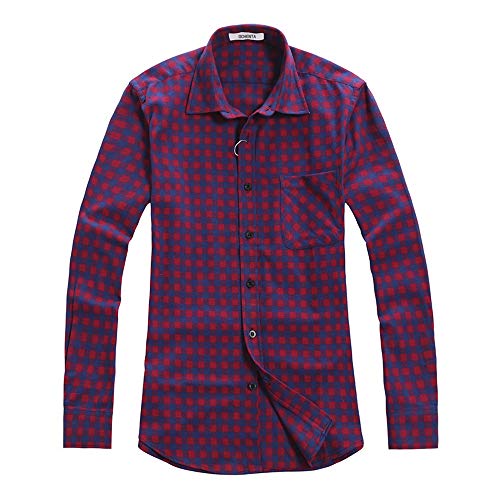 Image of OCHENTA Men's & Boys' Long Sleeve Button Down Plaid Flannel Shirt
