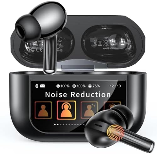 ZZU Kabellose Bluetooth Kopfhörer mit Smart Touchscreen, 48 Std. Laufzeit, Bluetooth 5.4 In-Ear Ohrhörer mit ANC & ENC Geräuschunterdrückung, 5 EQ-Modi, HiFi Stereo, IPX7 Wasserdic