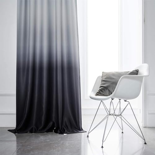Image of SimpleHome Ombre Gradient Black White to Gray Curtains for Bedroom,62Wx84L | Room Darkening Curtains,Light Blocking Thermal Insulated Grommet Window Curtains for Living Room,2 Panels,84 Inches Length