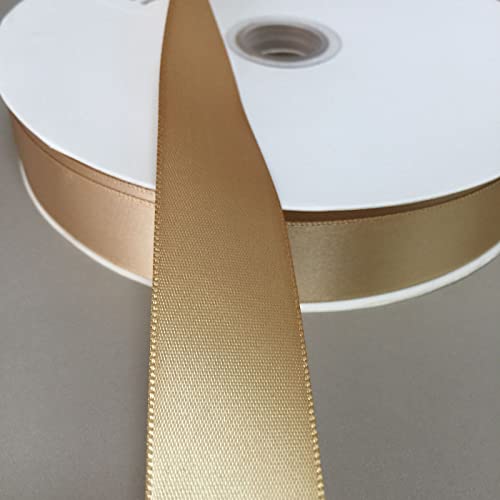 Warmadorn Champaign Gold Satin Ribbon,1 Inch 100 Yards Craft Solid Fabric Ribbon For Gift Wrapping Floral Bouquets Wedding Birthday Party Decoration #TOP2