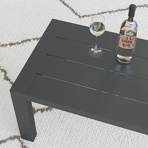 Homestyles Grayton Outdoor Coffee Table – 40-Inch Wide Aluminum Patio Table, Slatted Top, Rust-Resistant Frame, Easy Assembly, Gray by homestyles - Image 3
