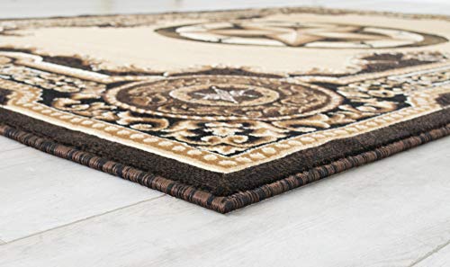Allstar 8X10 Traditional Accent Rug In Berber With Chocolate Western Texas Star Design (9' 8" X 7' 9") #TOP6