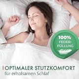 Kopfkissen 80x80 Federkissen Made in Germany - Kissen mit 100% Federfüllung - Federkopfkissen mit Bezug aus Baumwolle - Ökotex-zertifiziert - Füllkissen für erholsamen Schlaf - Kissen - 1er Set