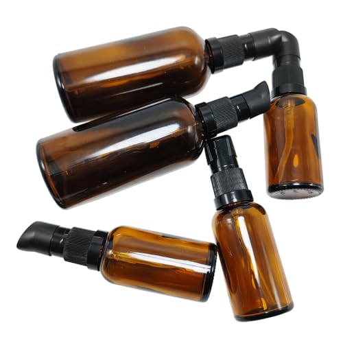 6Pcs 30ml/1oz Empty Refillable Amber Glass Lotion Pump Bottles with Black Pump Cap Portable Essential Oil Dispenser Vials Travel Small Container for Cosmetic Liquid Soap by Happyupcity - Image 9