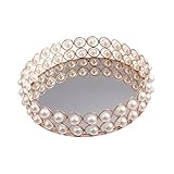 VALICLUD 鏡面パールデザイントレー 化粧品収納トレイ デスク用お盆 ジュエリー整理 フレンチゴールド