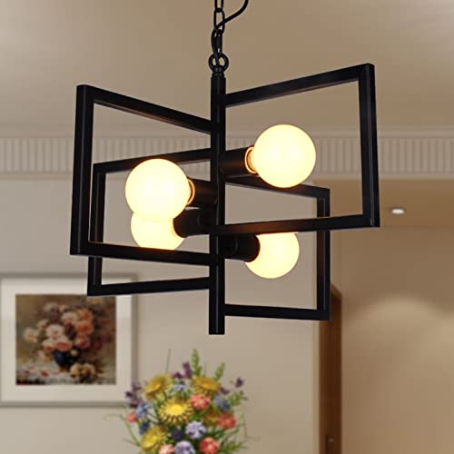 Lampe de lustre en métal industriel de qualité supérieure à 4 lampes - 4