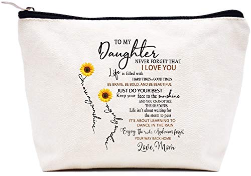 LIBIHUA to My Daughter-Never Forget That I Love You Daughter Gifts from Mom Birthday Graduation Christmas Gift for Daughte Makeup Bag Cosmetic Bag Travel Pouch