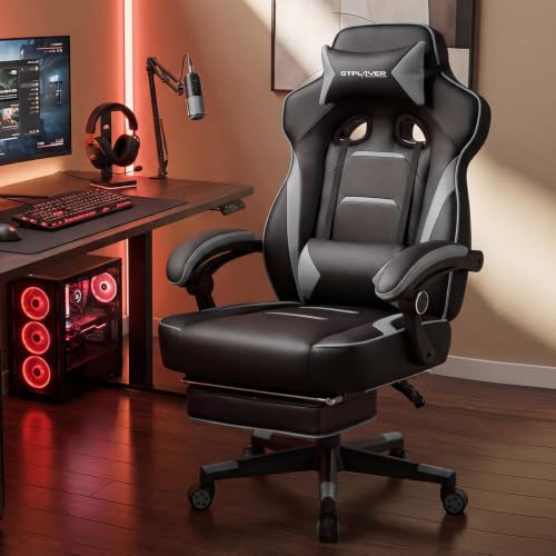 Image of GTPLAYER Gaming Chair for Adults, Big and Tall 350LBS Heavy Duty Office Chair, Ergonomic High Back Lumbar Support and Recliner for Back Pain Relief, Sky Gray