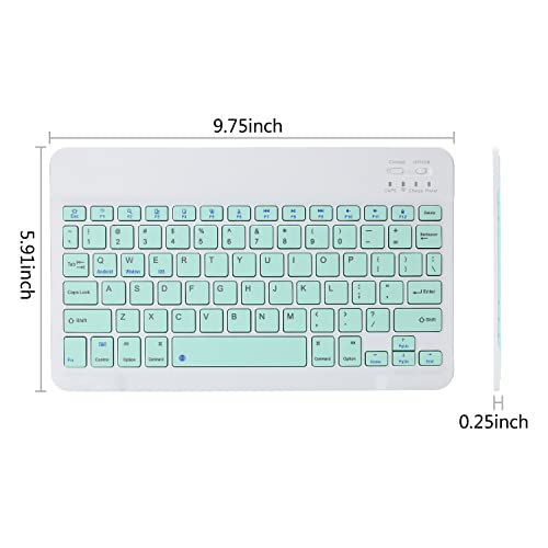 Image of Ultra-Slim Rechargeable Bluetooth Keyboard Portable Wireless Keyboard for iPad A16 11th 10th Generation, iPad Pro iPad Air iPad Mini iPhone, Android Samsung Galaxy Tablet Smartphone Cell Phone (Green)