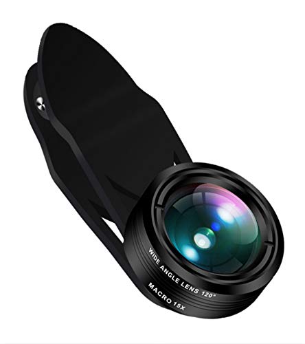 Phone Camera Lens - AiKeGlobal Phone Lens Kit 2 in 1 （Screwed Together） 120° Wide Angle Lens + 15X Macro Lens Compatible with iPhone X XR 8 7 6 Samsung S9 S8 and Most Smartphone