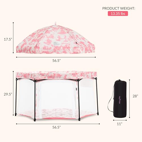 Dream On Me Onyx Playpen Set with Canopy, Baby Playpen, Portable and Lightweight, Playpen for Babies and Toddler, Blush Pink by Dream On Me - Image 3