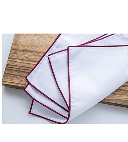 Image of 3-Pk Mens Cotton White Pocket Square with Color Border(10 Colors)