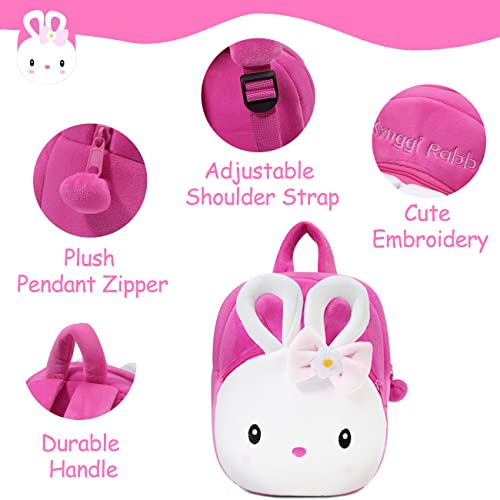 Toddler Backpack For Girls, Chasechic Cute Cartoon Mini Plush Lightweight Soft Baby Backpack, Daycare Backpack, Bunny #TOP3