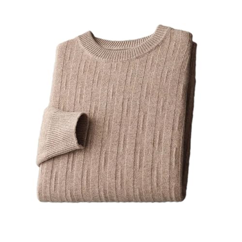 Men's Wool Sweater Round Neck Knitted Pullover Casual Texture Loose Warm Pullover