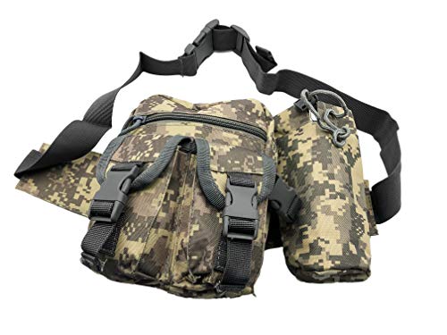 Taktische Militär Bauchtasche Seitentasche Hüfttasche mit 4-Fächern - Farbe: Beige Braun (Digital Tarnung) - für z.B. Kompaktkamera, Smartphone,