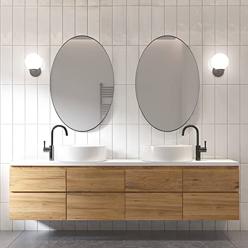 Oval Wall Mirror, Bathroom Mirror Of Stainless Steel Frame, Wall Mounted 22 Inch X 30 Inch Black Oval Mirror For Vanity Living Room Entryway Bedroom More #TOP5