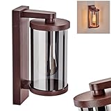 telhados e coberturas  Lámpara de pared exterior Telhada, metal/cristal en colores óxido/ahumado, diseño industrial para jardín/fachada, terraza/patio, 1 x E27, sin bombilla, IP44