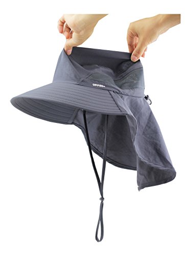 Boné infantil de proteção solar com aba larga e aba no pescoço FPS 50+ infantil (3T-7T), 002-deepgre