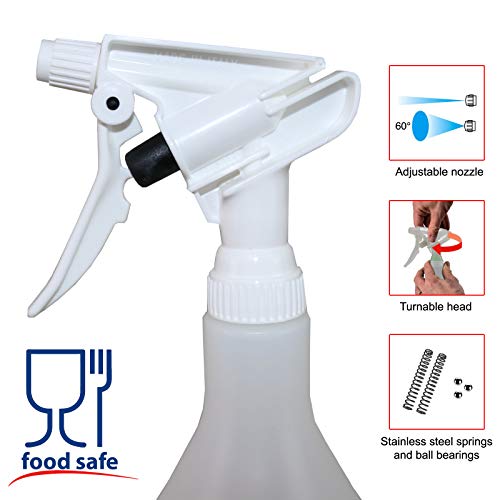 Food Grade Spray Bottle BPA Free Sprayer 0.5 Liter / 16 oz Food Safe Sprayer (6 Pack) Use for Water, Vinegar, Milk, Juice, Beer, Liquor