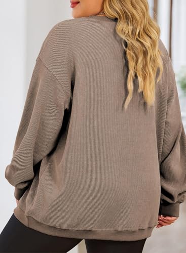 Image of Eytino Women Plus Size Sweatshirt Oversized Crew Neck Long Sleeve Tops