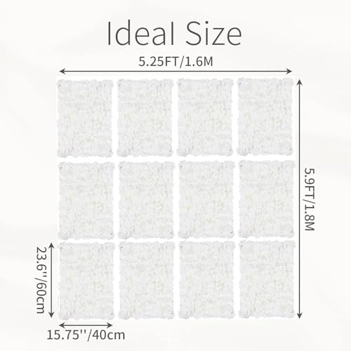 Inweder Flower Wall Panel Backdrop: 12 Pcs 24 x 16 Inch White Artificial Hydrangea Floral Panels by Inweder - Image 6