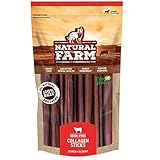 Natural Farm Collagen Sticks - Odor-Free, 12” Long (5-Units) - All-Natural Beef Skin, 90% Collagen for Bone Strength and Joint Flexibility, Small and Medium Dogs – Lasts 20% More Regular Bully Sticks
