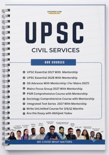 Image of UPSC Mains Answer Writing Practice Notebook | UPSCprep.com | 200 Pages | Pack of 2 | Blank Sheets with Pre-Printed Margins | Spiral Bound | A4 Size | Write unLimited