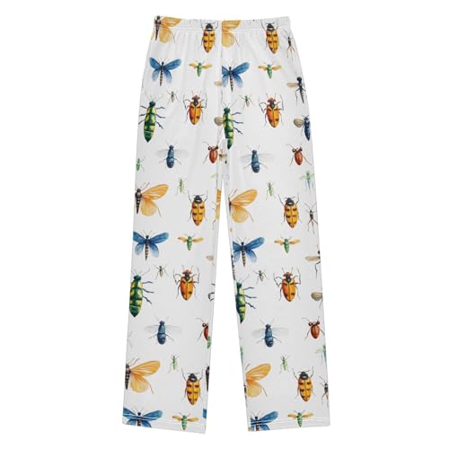 Pajama Pants Pattern Of Insects Watercolor Long Sleep Pants Lounge Bottoms