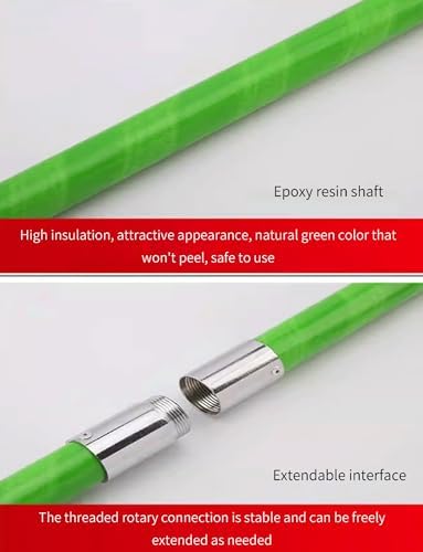 High Voltage Electrocution Rescue Hook, Portable Safety Tool, 300cm Removable Electrocution Rod for Electrical Work - Essential Green Lifesaving Device