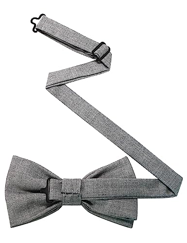 JEMYGINS Herren Baumwollmischung Fliege mit Doppelfalte und Einstecktuch Set,grau