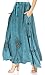 Sakkas 1828 - Zarah Women's Boho Embroidery Gypsy Skirt with Lace Elastic Waist Pockets - Turquoise - OS