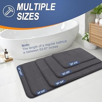 OLANLY Thick Memory Foam Bath Mat Rug 47x24, Extra Soft Absorbent Bathroom Rug, Quick Dry Bath Mats, Non-Slip, Machine Washable Carpet for Bathroom, Tub and Shower, Home Decor Accessories, Dark Grey