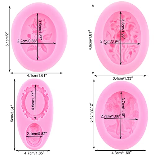 Mujiang Cameo Picture Frame Silicone Molds Rose Flower Fondant Mold Fairy Chocolate Mold For Cake Decorating Candy Polymer Clay Cupcake Topper Set Of 4 #TOP3