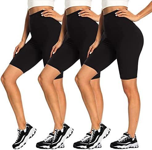 GAYHAY 3 Pack Biker Shorts for Women – 8″ High Waisted Tummy Control Workout Shorts for Athletic Running Cycling Yoga