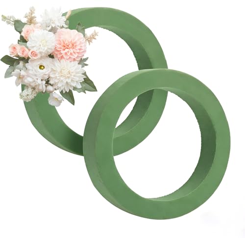 Steckschaum Ring 20 cm für Blumen Steckschwamm Rund Floristik Blumensteckschaum Kranz für Frischblumen Gestecke Steckmoos DIY Basteln Steckschaum für Blumenkranz Hochzeit Adventskranz Tischdeko