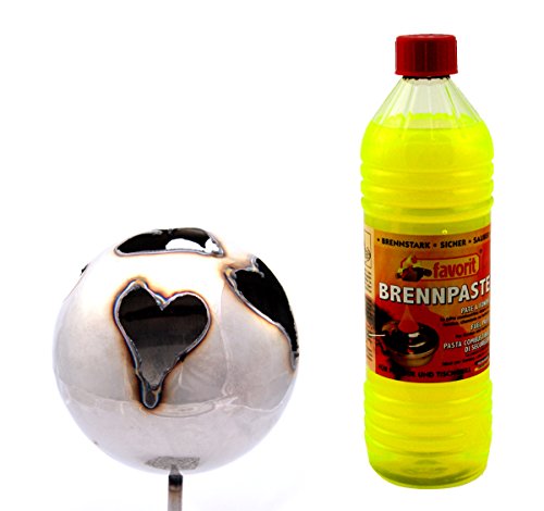 Gartenfackel Feuerkugel – Herz 13cm Durchmesser + 1Liter Brennpaste