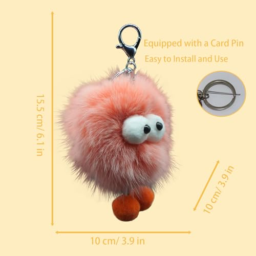 SRYTCYDA Cute Plushs Keychains for Women, Big Eyes Kawaii Plush Keychain with a Card Pin, Plush Keychains for Backpacks Decorative Accessories Birthday Gifts, Party Rewards, Meet Gifts (Orange) — view 2