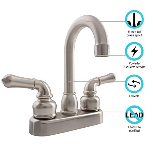 image for Dura Faucet (DF-PB150C-SN) RV Swivel Bar Faucet with Classical Levers 