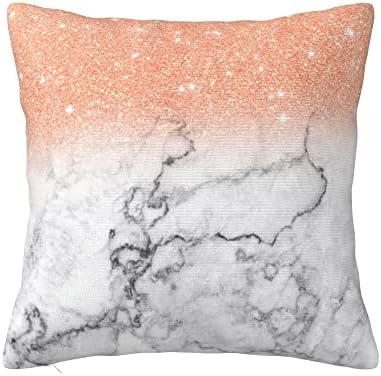 Throw Pillows Modern White Marble Pillow Covers Faux Rose Pink Glitter Ombre Cushion Cover Modern Pillowcases 18 X 18 Inch Home Decoration Square Pillows Protector for Sofa,Couch,Bed