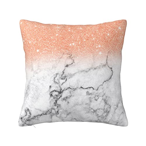 Throw Pillows Modern White Marble Pillow Covers Faux Rose Pink Glitter Ombre Cushion Cover Modern Pillowcases 18 X 18 Inch Home Decoration Square Pillows Protector For Sofa,Couch,Bed #TOP20