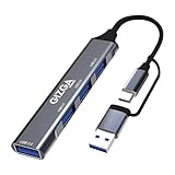 Gizga Essentials 4-in-1 USB C & USB A HUB with USB 3.0 5Gbps High-Speed Port & Dual USB 2.0, Multiport USB Adapter with Smart Chip, Plug & Play, Aluminum Build| Universal for Laptop MacBook Tablet