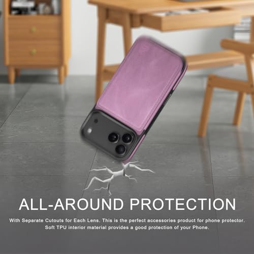 DJDUCK Designed for iPhone 17 Pro Max Case Wallet with Card Holder, [Magnetic Clasp Cover] [RFID Blocking Leather Protection] Shockproof Women Men Cases 6.9 Inch for Apple 17 ProMax Light Purple by DJDUCK - Used condition - Image 5