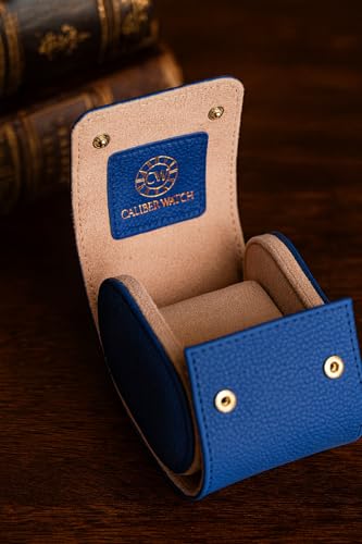 Image of Genuine Napa Leather Watch Roll Travel Case for 3 Watches - Travel Watch Rolls and Leather Watch Display Cases with Velvet Interior - Watch Storage Organizer Men's (Blue - Single)