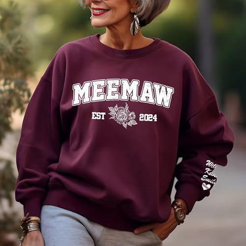 LIISE Personalized Nickname Sweatshirt with Kid's Names on Sleeve Custom Est Sweatshirt for Grandma Mom Mama Nana Mimi Gigi2