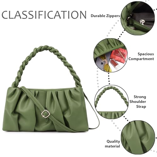 Image of GreenTextured Structured Handheld Bag ll Women's Western Casual Solid Zip Handheld Bag | Ideal for Office, College & Everyday Use Tote Bags for Women Soft Leather Clutch Purses for Women.