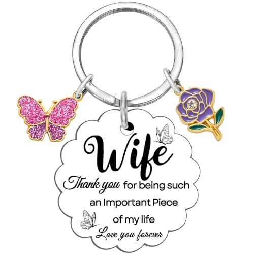 Coolvy Thank You Gifts for Women Bestie Best Friend Aunt Sister Mom Appreciation Birthday Christmas Valentines Gift Keychain (Wife) - image 1