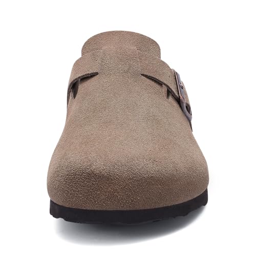 Image of Litfun Unisex Genuine Suede Clogs Comfort & Soft Cork Footbed Potato Shoes